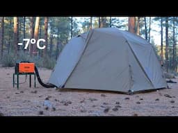 -7℃ solo Camping with My Dog . Greek Pasta . Diesel Heater ASMR