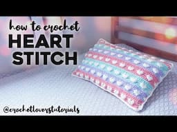 HOW TO CROCHET HEART STITCH: small hearts popping out! crochet hearts blanket or pillow tutorial!