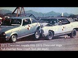 1971 Chevrolet Impala Into 1971 Chevrolet Vega Full-Overlap Rear Crash Test (40 Mph - Fuel Leak)