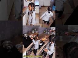 5 years Old Kid preparing her breakfast.