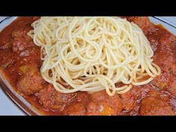 Spaghetti and Beef Meatballs                                            #cooking #recipe