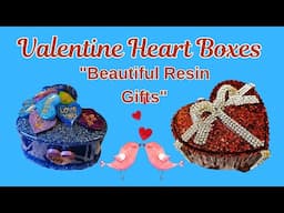 #195 Resin Valentine Heart Gift Boxes With Dazzling Diamonds #letsresin