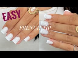 EASY STAMPED FRENCH TIP | BEGINNER FRIENDLY NAIL TUTORIAL | MILKY WHITE POLYGEL