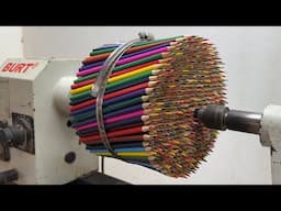 Amazing Woodturning Crazy - A Work Art Delicately Crafted Special From Colored Pencils On Wood Lathe