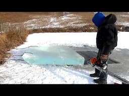 Harvesting Ice! One Block At A Time!