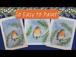 Easy Watercolor Robin/Christmas Card