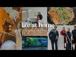 new 👀 uniforms, peel n stick wallpaper & friend 🥡dates: LIFE @ HOME VLOG | *as a flight attendant*