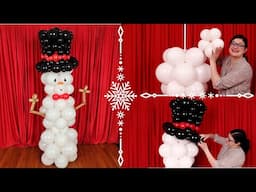 How to build a Snowman Balloon Column