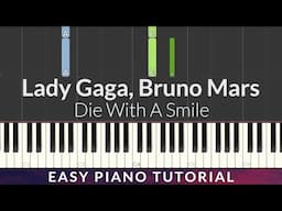 Lady Gaga, Bruno Mars - Die With A Smile EASY Piano Tutorial + Lyrics