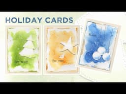 Simple watercolor Christmas holidays cards for beginners