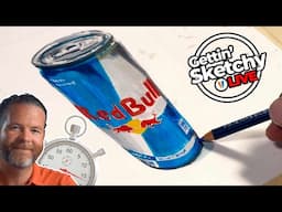 Drawing a Red Bull Can with Colored Pencils and Markers - Gettin' Sketchy