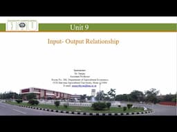 Input-output relationships (Unit 9)