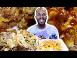 MIXED MEAT PHILLY CHEESESTEAK N LOADED BBQ BUFFALO CHICKEN FRIES MUKBANG 먹방 EATING SHOW FOOD REVIEW