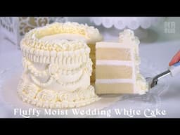 Fluffy Moist Wedding White Cake. Very Light and Not Too Sweet!