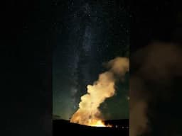 Yellowstone's Old Faithful Geyser Erupts Under the Milky Way #nature