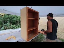 Hanging reclaimed Kitchen Cabinets and Installing Range Hood on the Old Single Wide Build