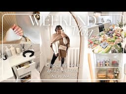 WEEKEND VLOG | Grocery Shop, Amazon Haul, New Nails & Fridge Re stock!