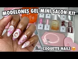 MODELONES Valentine’s Day Gel Mini Salon Nail Kit With UV Lamp From Amazon | Coquette Nail Design