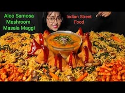 Eating Samosa, Masala Maggie, Ghugni | Big Bites | Mukbang | Asmr Eating | Indian Street Food