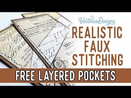 Quickly draw realistic Faux Stitching | Easy tutorial with FREE PRINTABLE Layered Pockets