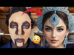 Amazing Transformation 😳🔥✂️ Bridal Makeup & Gele Transformation 😱💄Makeup Tutorial