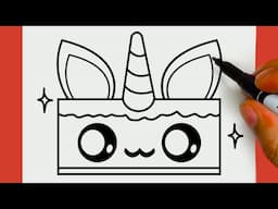 HOW TO DRAW A CUTE UNICORN CAKE EASY, STEP BY STEP, DRAW Cute things