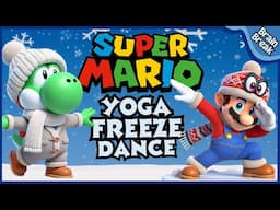 Mario Winter Freeze Dance | Winter Brain Break | Brain Breaks | Yoga for Kids