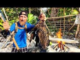 9-Days Wild Survival Challenge on Desert Island in Central America - Ep.2 (Eating Whatever I Catch!)