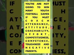 You're are not going to win many #youthfootball games if you must coach effort, attitude, attendance