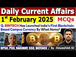 1st February 2025 | Daily Current Affairs | February Daily Current Affair | Current affair 2025 #mcq