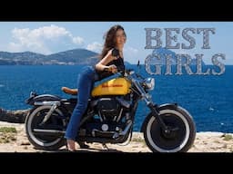 Beautiful Brunette Girls on Motorcycles