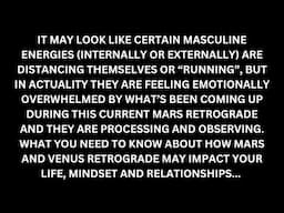 The current mars retrograde energy is INTENSE. Masculine energy pushed to withdraw and introspect...