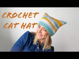 Left handed crochet Cat beanie / hat Quick and Easy tutorial