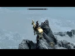 Skyrim AE Jumping from The Throat of the World on my Dwemer Horse