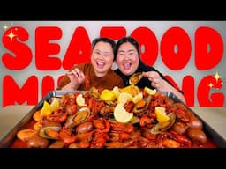 BIG SEAFOOD BOIL MUKBANG 먹방 EATING SHOW! + SHRIMP, LIVE CRAWFISH, AND MUSSELS | MONDAY MUNCHIES