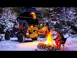 Winter Camping In Snow And Freezing Temperatures With Heated Rooftop Tent