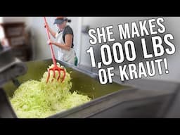 SHE MAKES 1,000 Pounds (450 KG) of SAUERKRAUT!