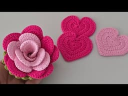 💖🌹Amazingly Easy Crochet Heart Rose Flower for Valentines Decor