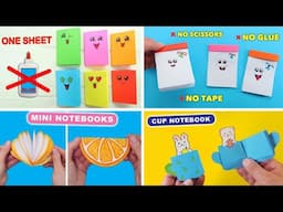 4 Best MINI NOTEBOOKS FROM ONE SHEET OF PAPER - NO GLUE. Easy DIY Kawaii Paper Book - BACK TO SCHOOL