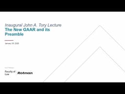 Inaugural John A. Tory Lecture: "The New GAAR and its Preamble" with the Hon. Frank Iacobucci