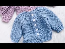 Little Laurel Baby Cardigan Sweater | Easy Knit Garter Stitch | Beginner Friendly- Knitting for Baby