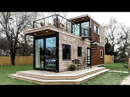 Two-story tiny house with a rooftop deck made from two old containers—wait till you see the inside!