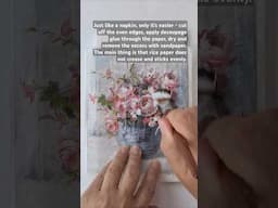 How to glue a decoupage card on rice paper? #diy #handmade #art #decoupage