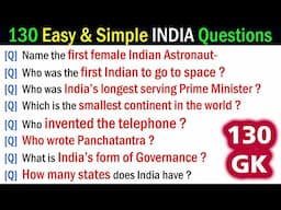 130 Easy & Simple INDIA Questions and Answers | India General Knowledge Questions and Answers Quiz