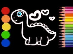 Dinosaur coloring and drawing for Kids | Learn Magic Color | Groovy The Martian