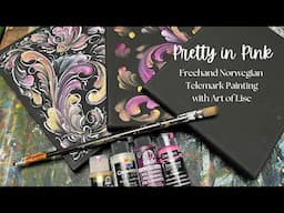 Pretty in Pink Painting - Rosemaling Telemark Freehand Canvas with Art of Lise - ASMR Painting