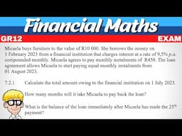 Financial Maths grade 12 Exam Questions