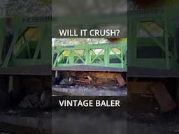 Will this vintage hay baler crush? #junkyard #recycling #carcrusher #farmequipment