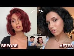 DYEING MY RED HAIR JET BLACK // At Home Transformation & Products ✨🖤