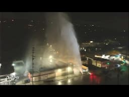 Super High Pressured Hydrant Hit, Floods Area | UNIVERSAL CITY, CA